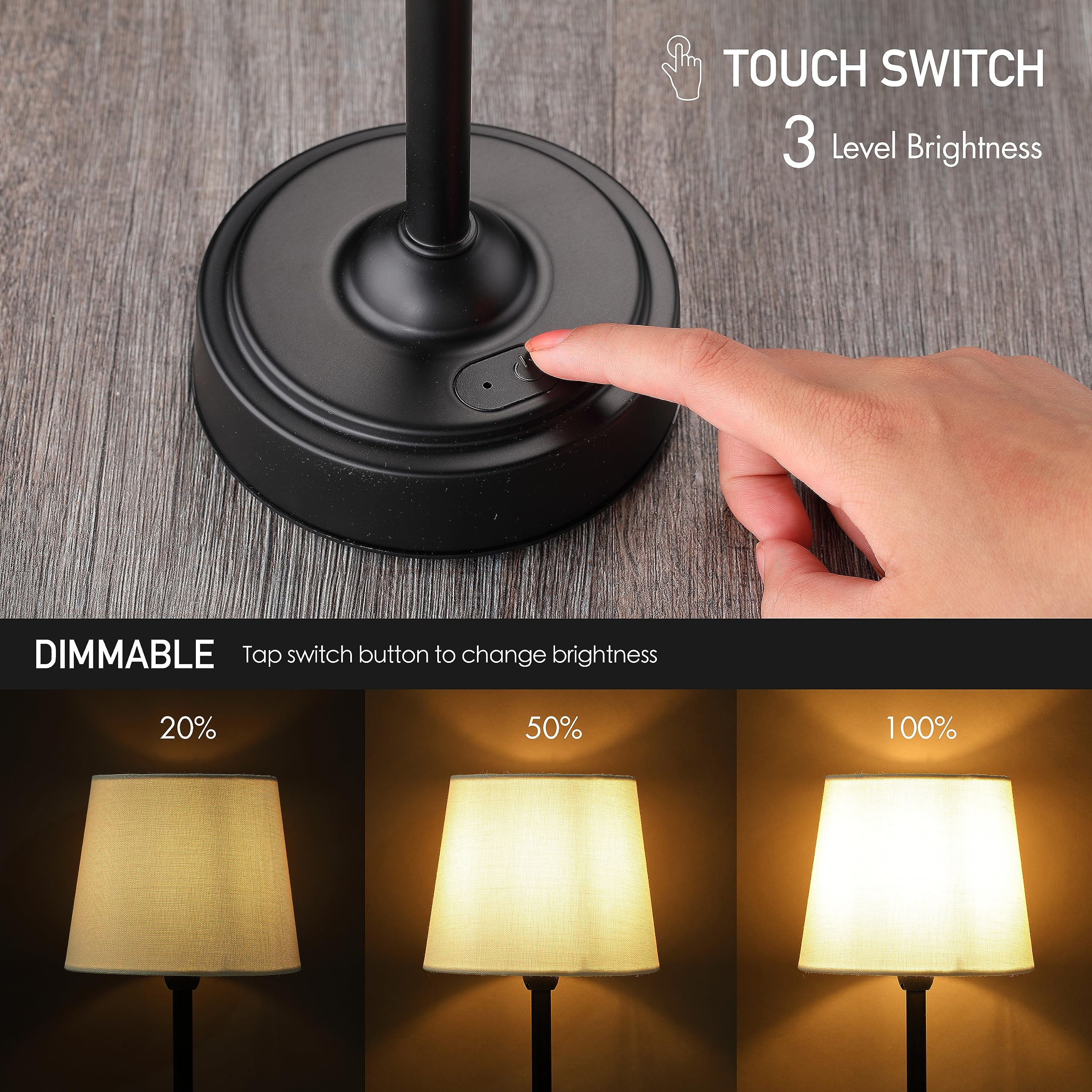 O'Bright Seraph built-in battery powering cord-free setup on desks or patios.