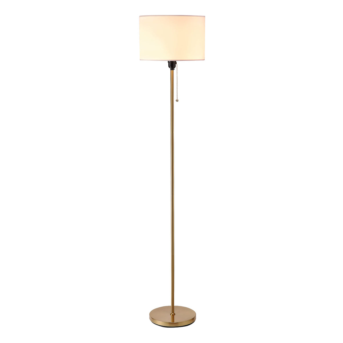 O'Bright Ted drum shade standing lamp offers ambient living room lighting.