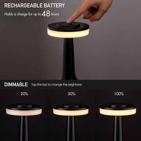 O’Bright USB-charging-enabled lamp recharges from any USB port for convenience.