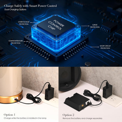 O’Bright Dune removable 10,000mAh battery enables cordless placement
