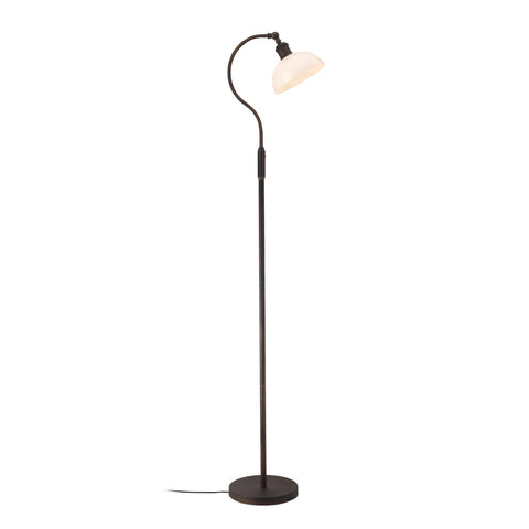 O’Bright Heritage floor lamp with curved arm provides focused reading light in living rooms.
