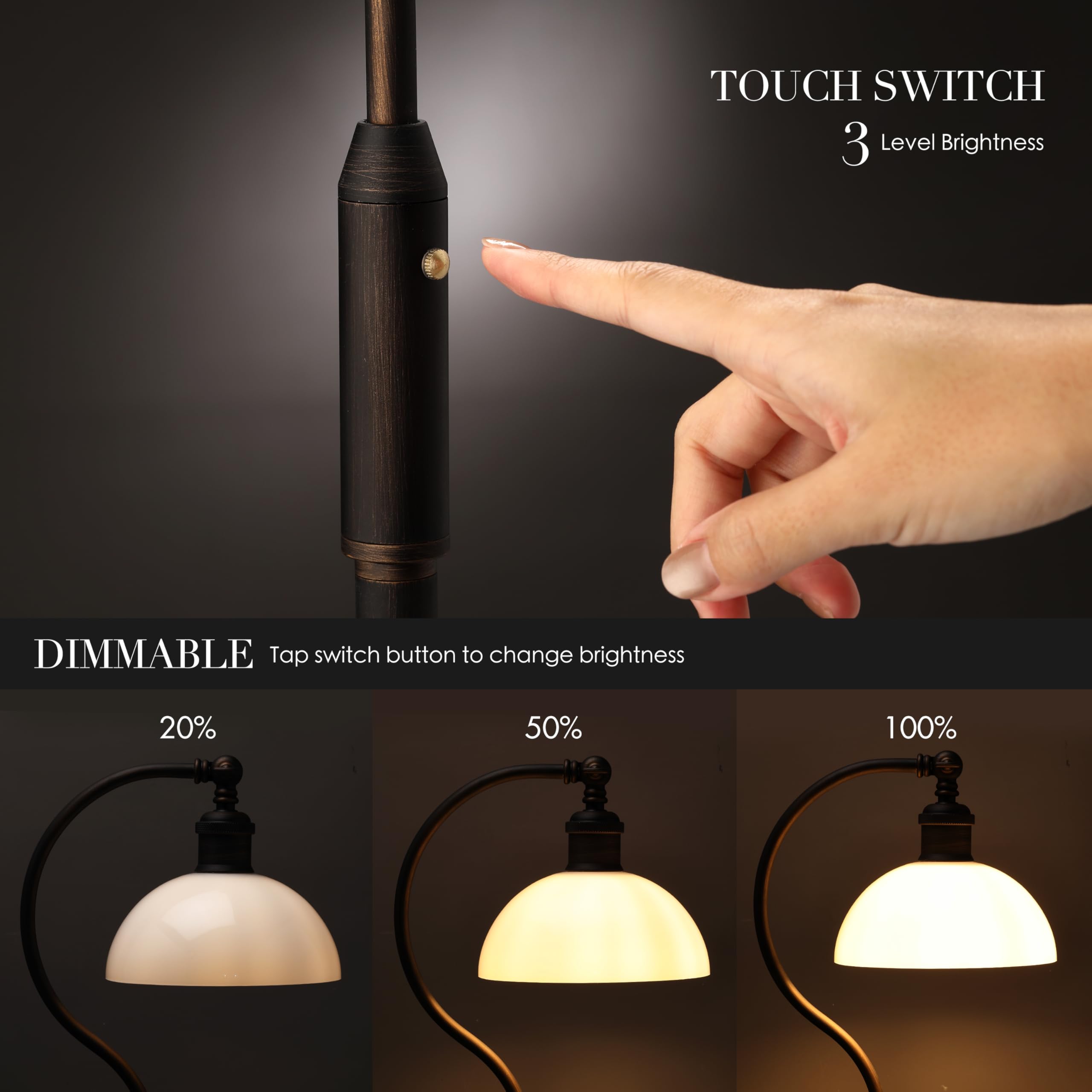 O’Bright Heritage tilt-shade directs light for precise task lighting.