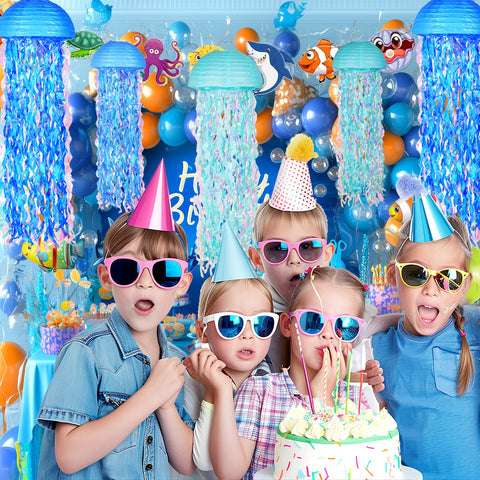 OBXT blue jellyfish lantern for coastal events and ocean-themed baby showers