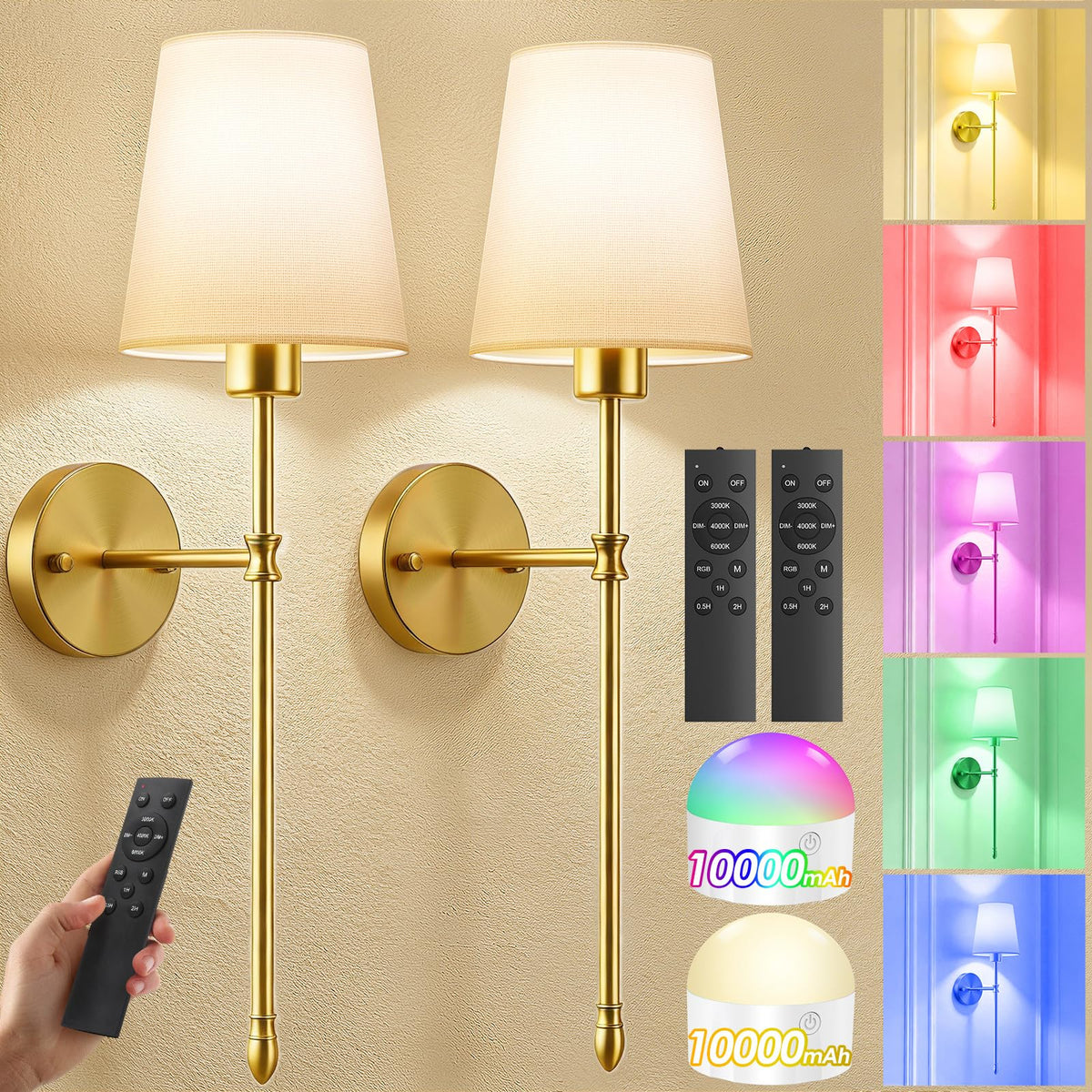 OCATO battery-operated wall sconce set two with remote for easy lighting