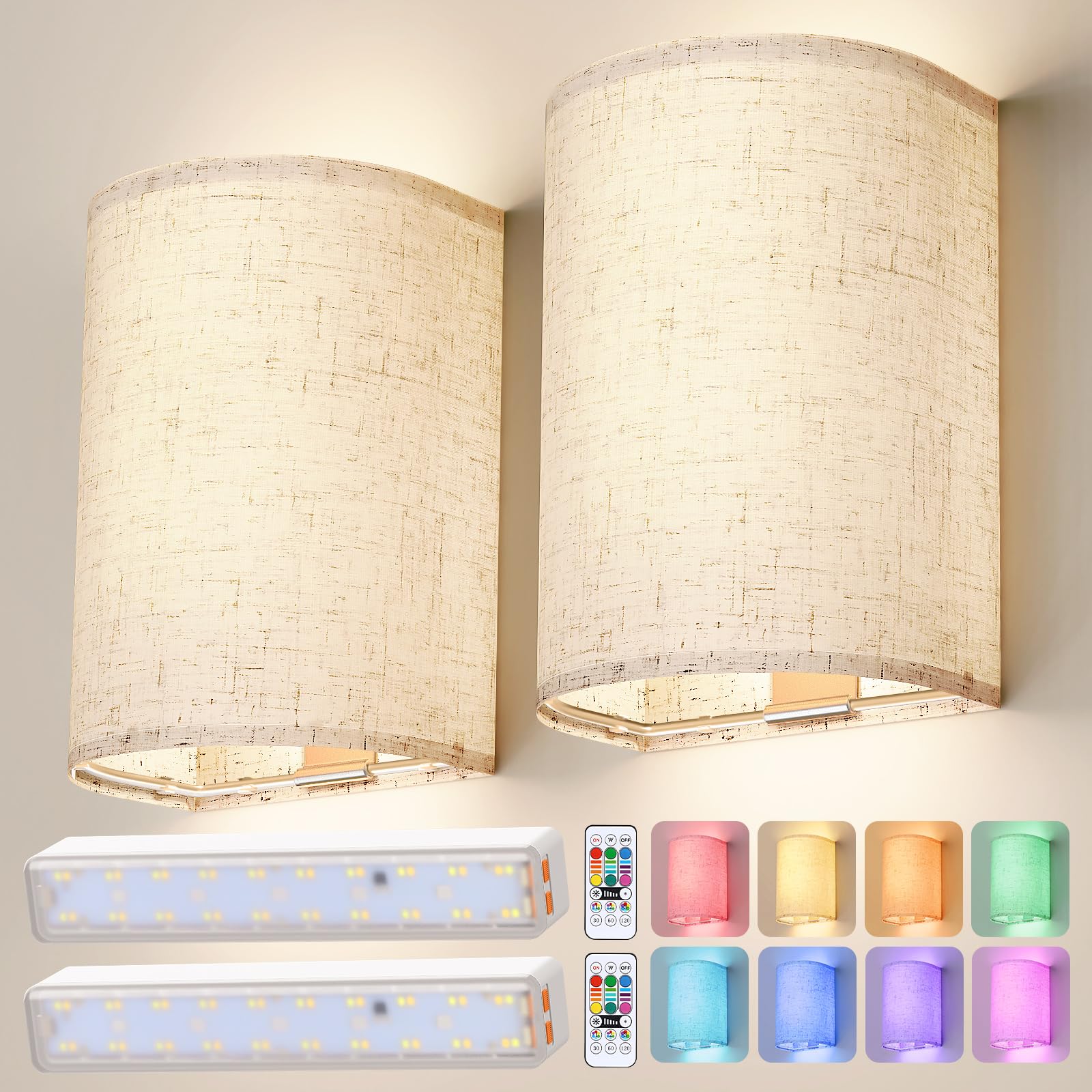 OCATO battery-operated wall sconce set of two with wireless placement