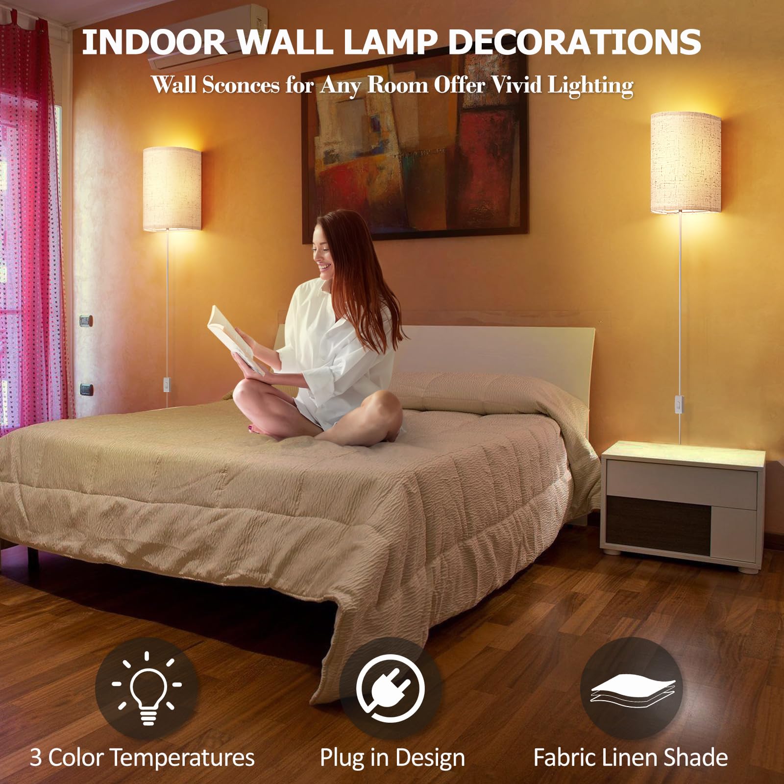 OCATO linen shade detail diffuses a warm, soft glow.