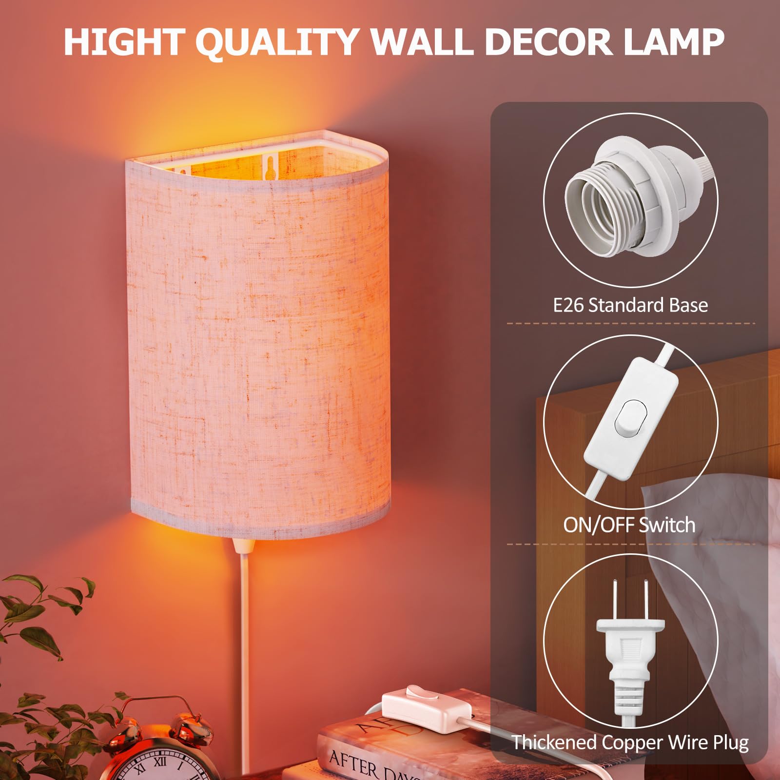 Pair displayed in a cozy bedroom creating gentle reading light.