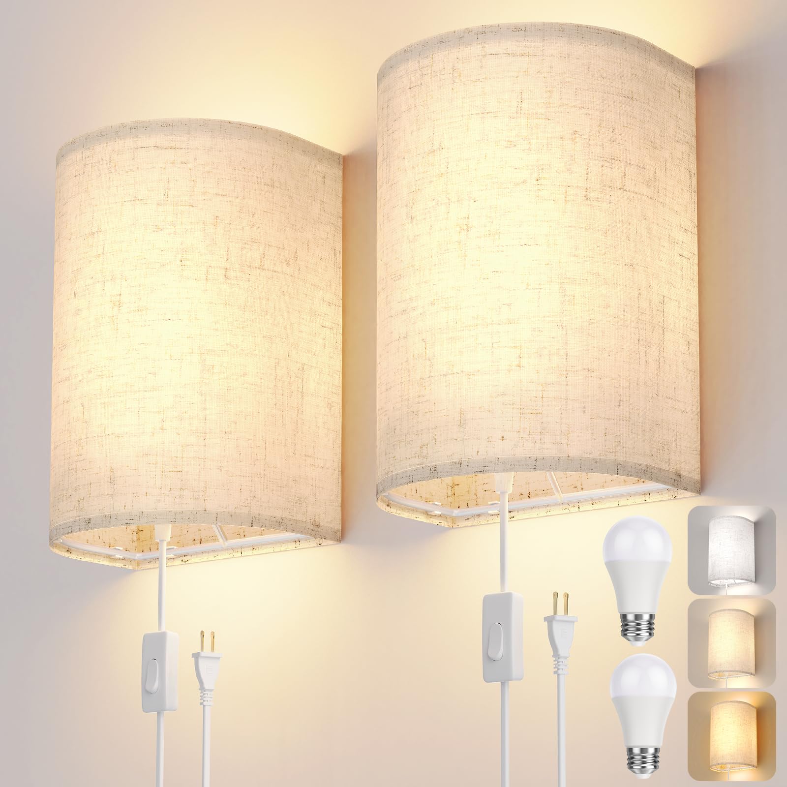 OCATO plug-in wall sconces set mounted on wall for subtle ambient lighting.