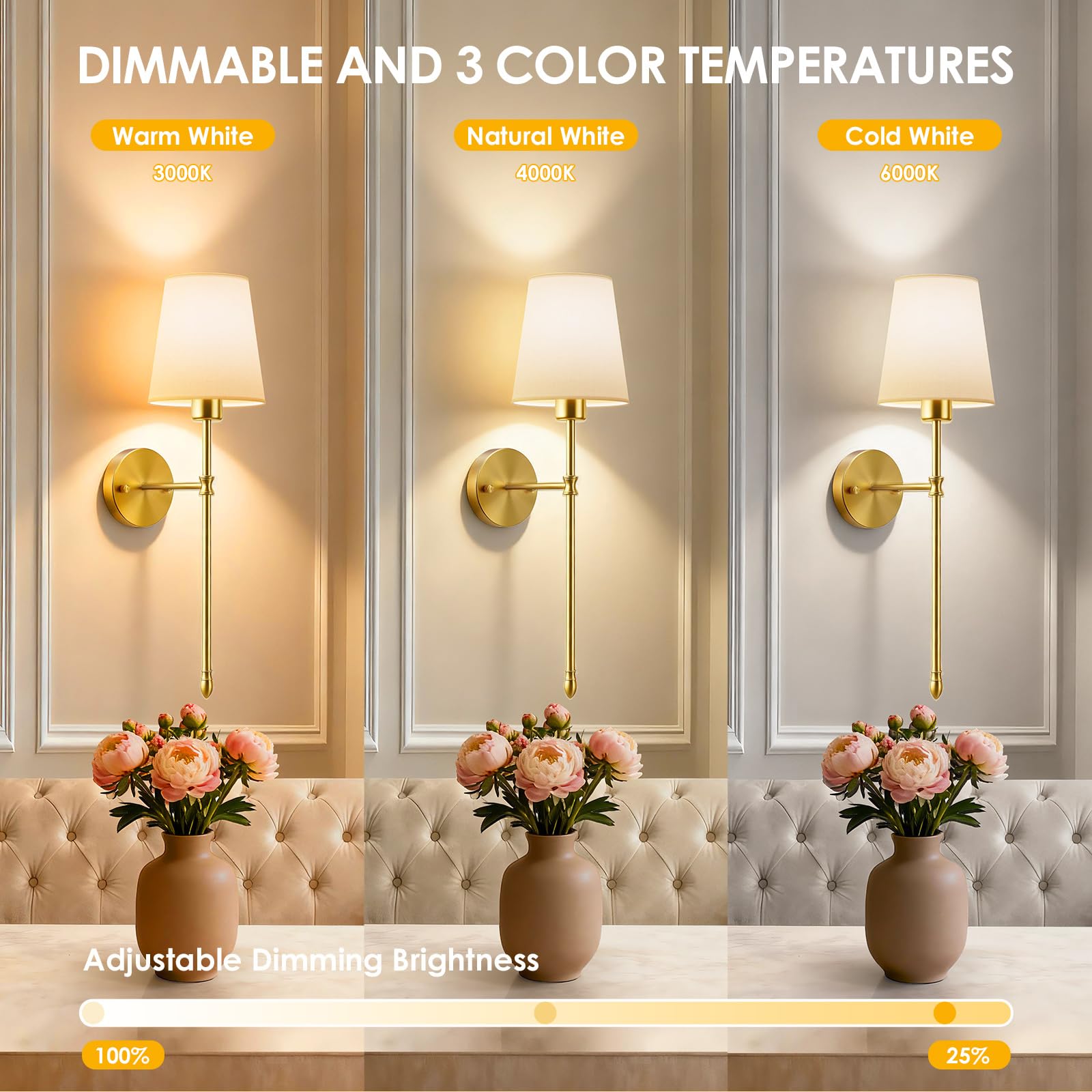 OCATO wireless sconce with magnetic charging dock supports cordless setup