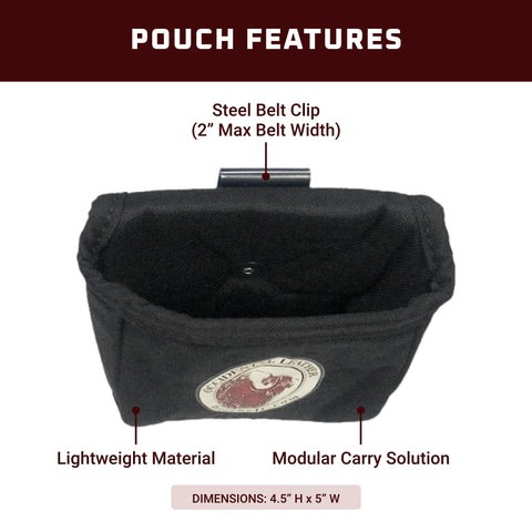 Occidental Leather clip-on pouch compact 5x4.5 inches for storage versatility.