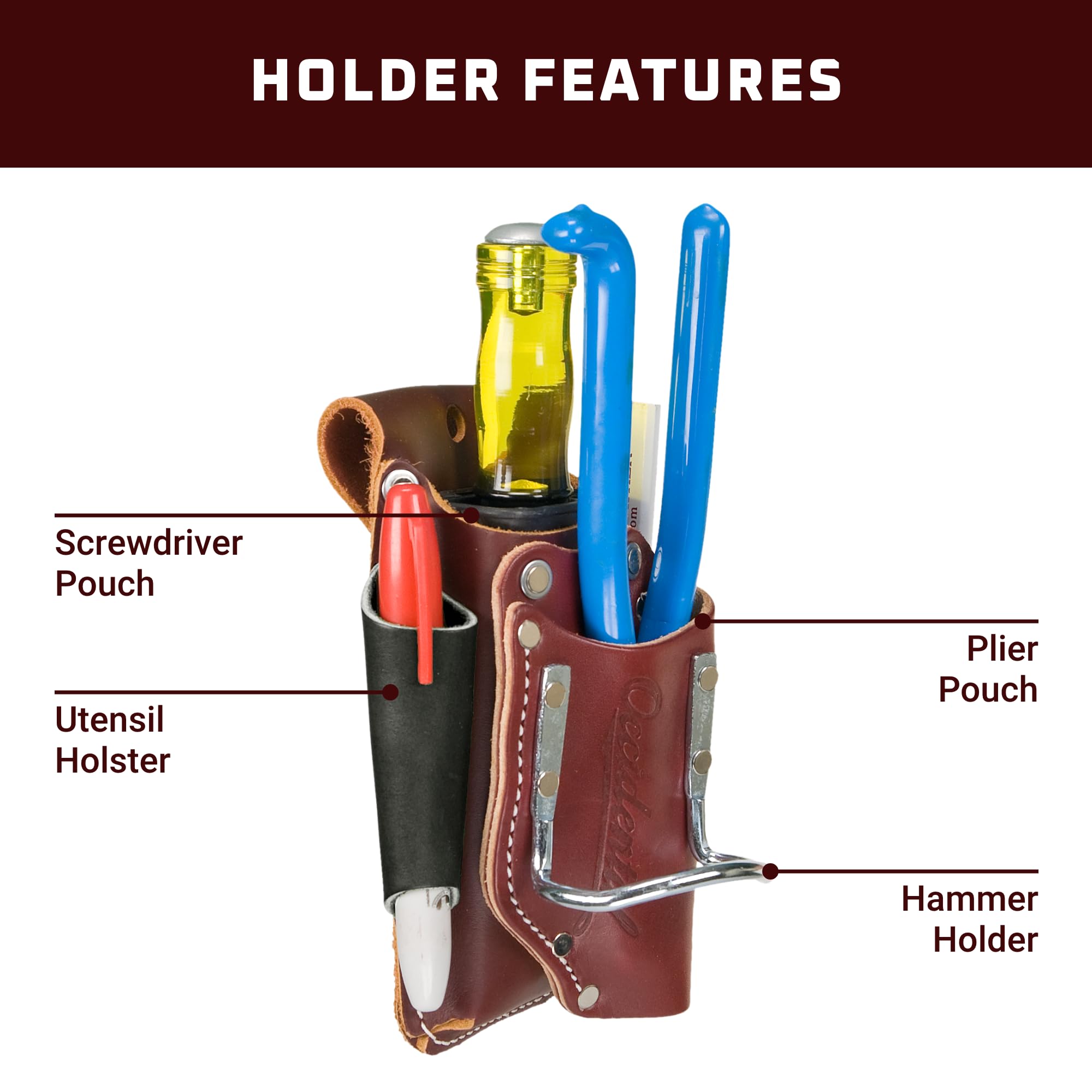 Occidental Leather hammer and pencil pocket ready for field tasks.