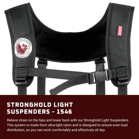Occidental Leather Stronghold Light Suspenders attachment strap highlighting belt compatibility