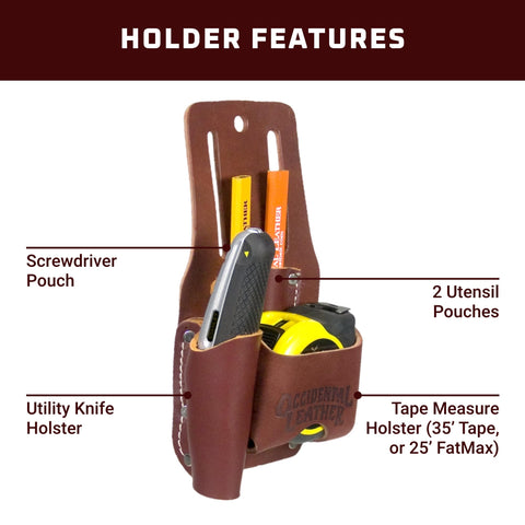 Occidental Leather Tape & Knife Holder—contents ready with knife, pencils, and tape.