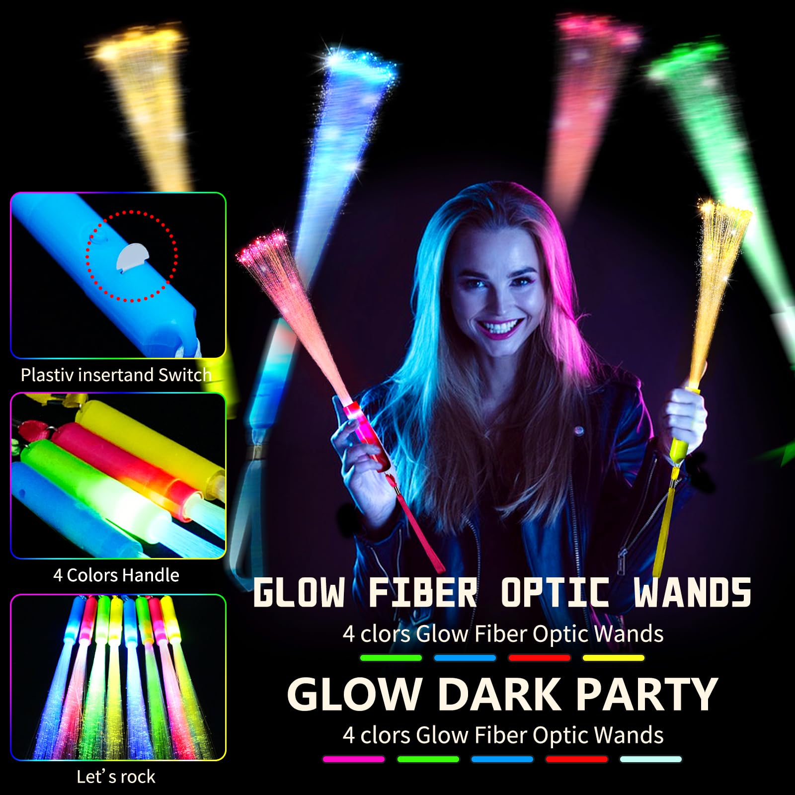 OceanWings glow fiber optic wand in pink for atmospheric color bursts