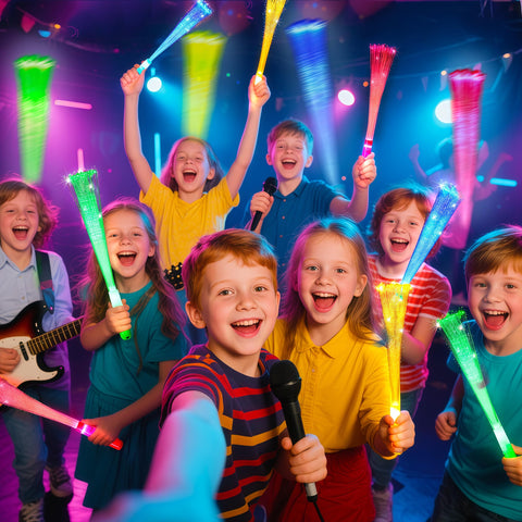 OceanWings glow fiber optic wand in yellow for festive celebrations