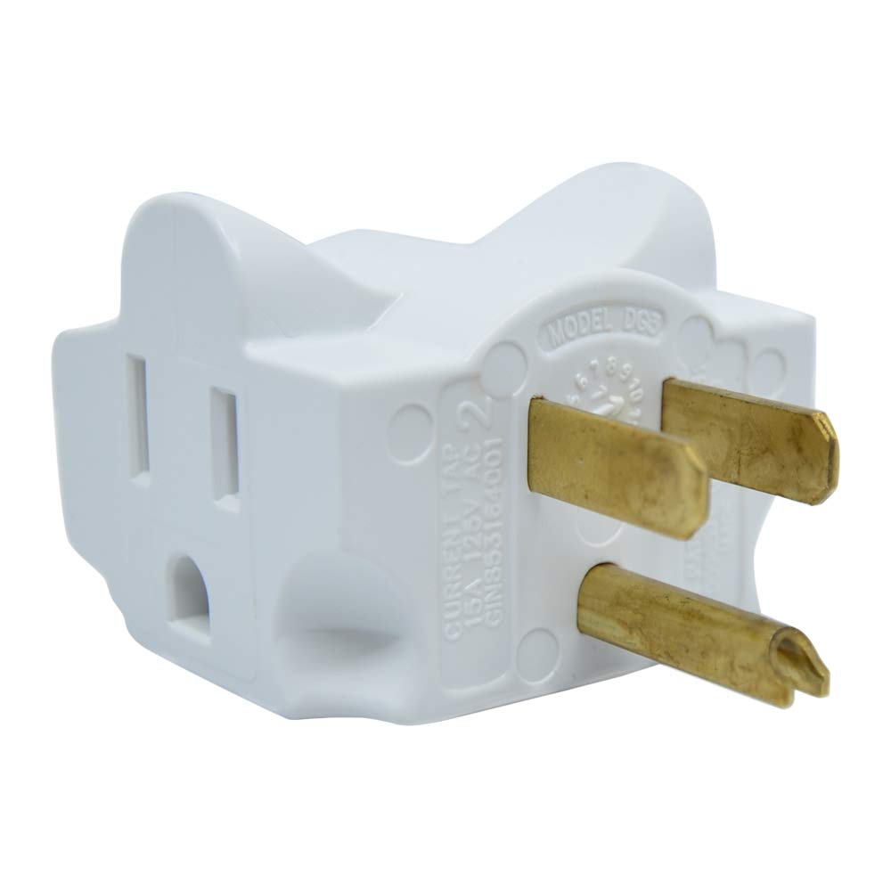 OCEMY Hug-A-Plug white right-angle adapter enables tidy cords on desks and walls.