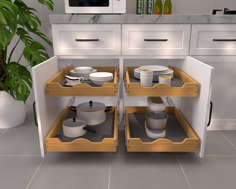 OCG pull out cabinet organizer pantry setup demonstrates organized space.