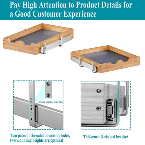 OCG pull out cabinet organizer wooden drawer close-up shows quality finish.