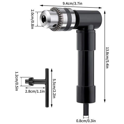 OCGIG right-angle chuck attachment showing 8mm shaft for versatile compatibility