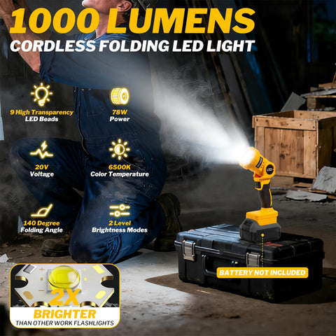 OCHESI 1000-lumen LED work light provides a bright, even beam for workshops.