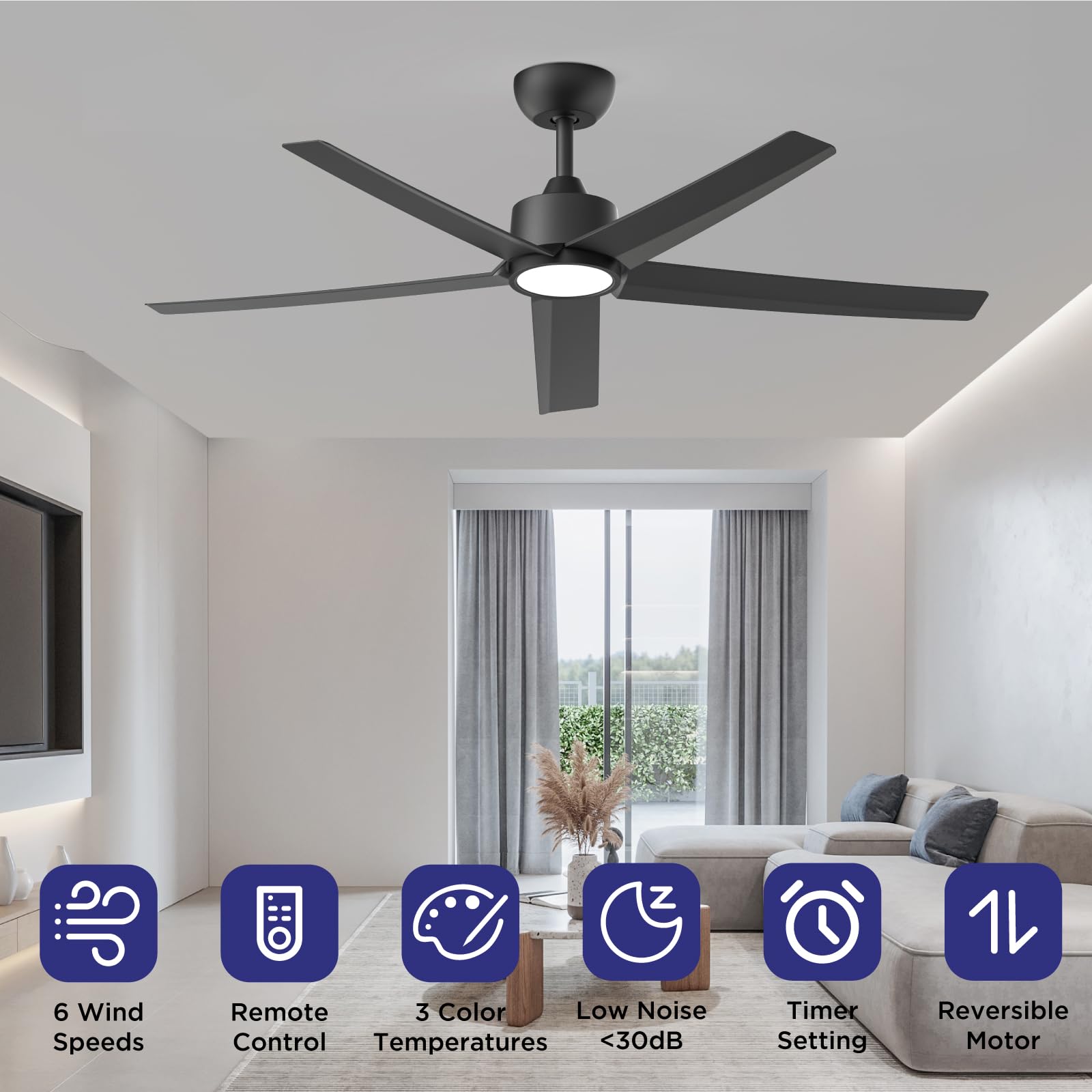 ocioc black ceiling fan with remote offers convenient lighting control