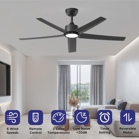 ocioc black ceiling fan with remote offers convenient lighting control