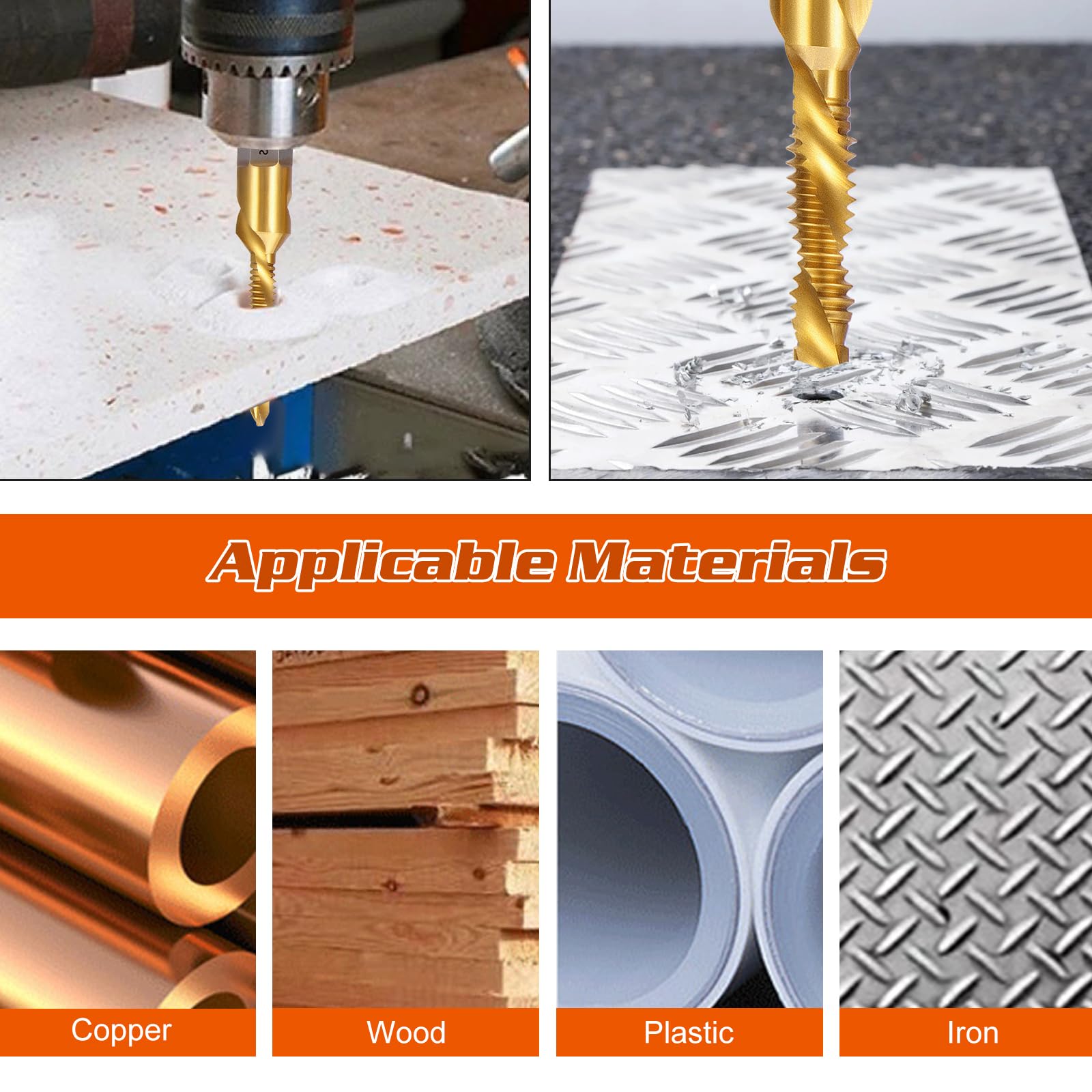 OCR titanium-coated HSS bits provide wear resistance and long life.