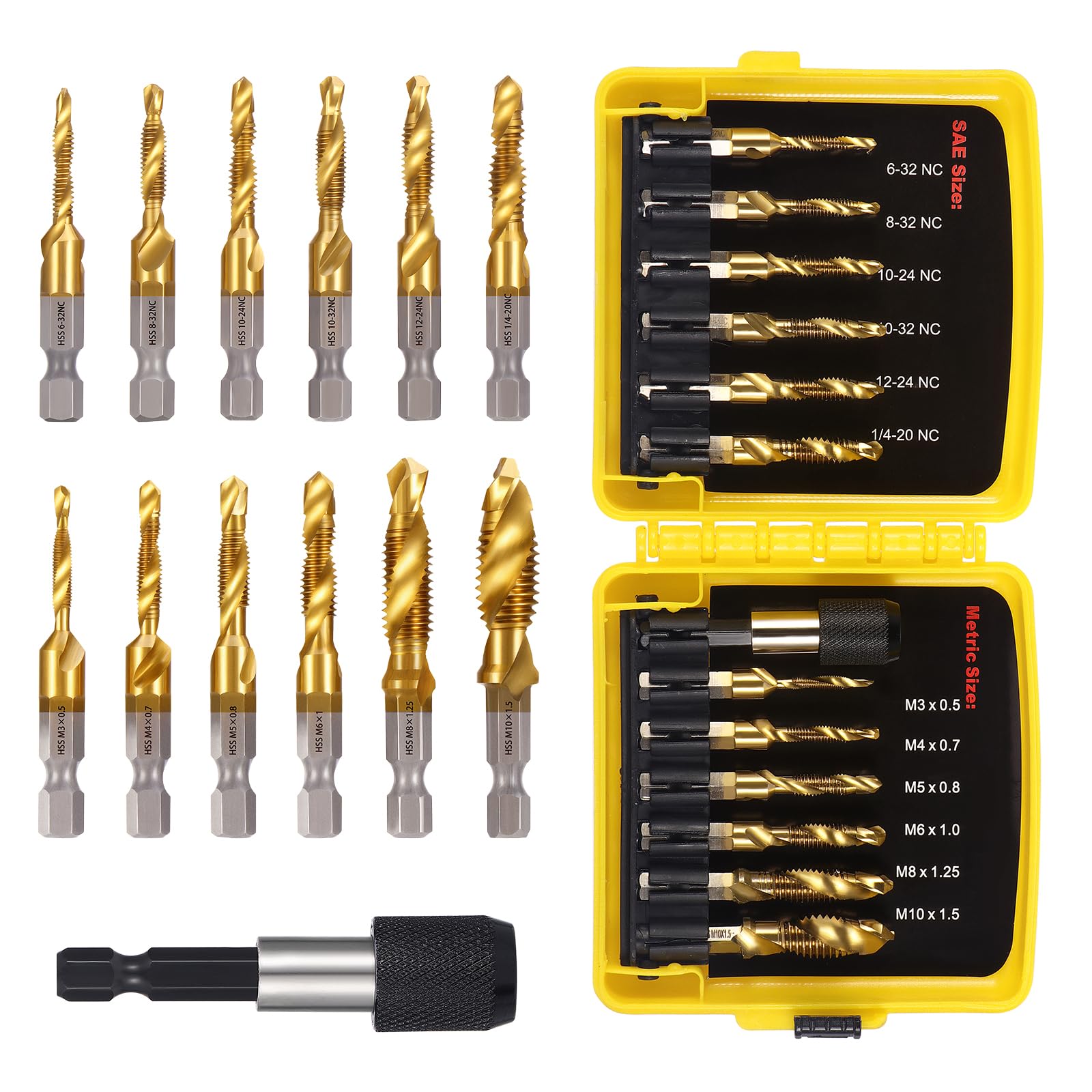 OCR titanium drill tap set SAE sizes for precise threading.