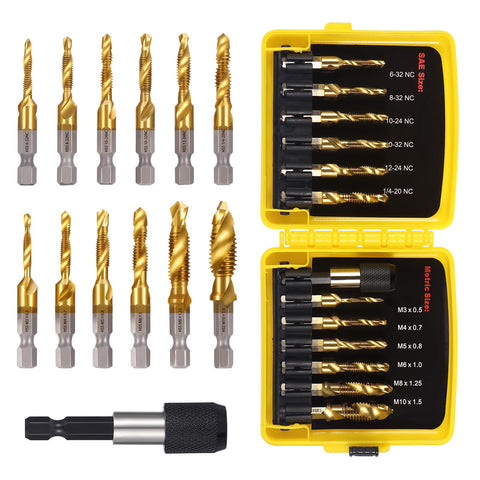 OCR titanium drill tap set SAE sizes for precise threading.