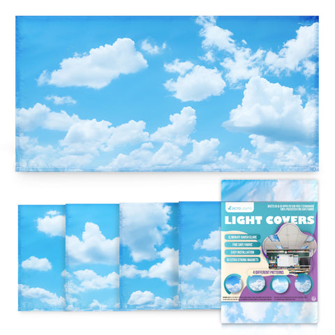 OCTO LIGHTS magnetic cloud cover over fluorescent fixture for glare reduction