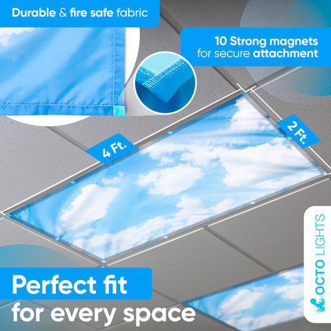 OCTO LIGHTS cloud cover on LED fixture softens light for comfortable focus