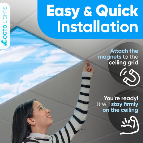 OCTO LIGHTS quick-magnet install demonstrated on ceiling light