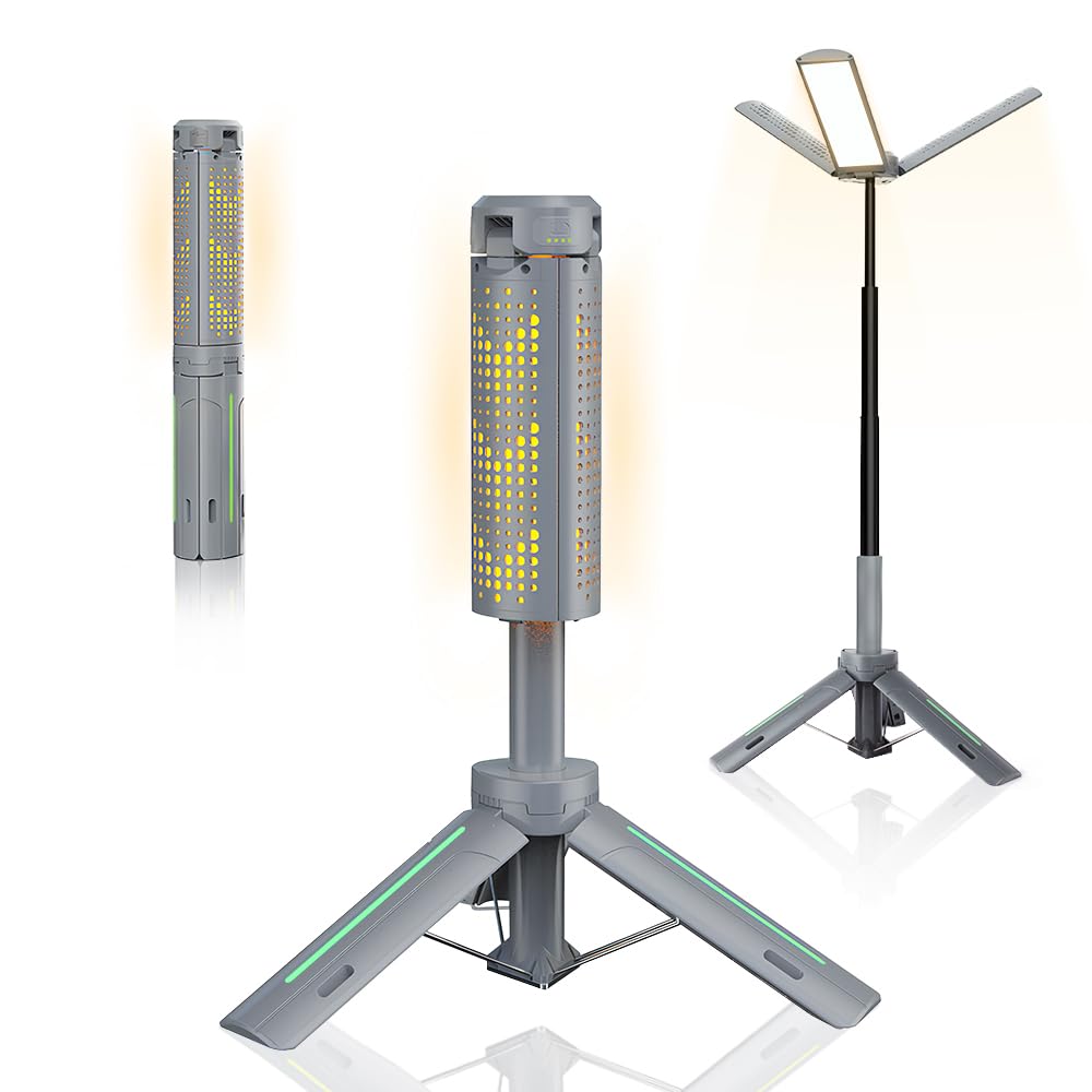 ODISTAR camping light with 8000mAh battery on tripod for steady outdoor illumination