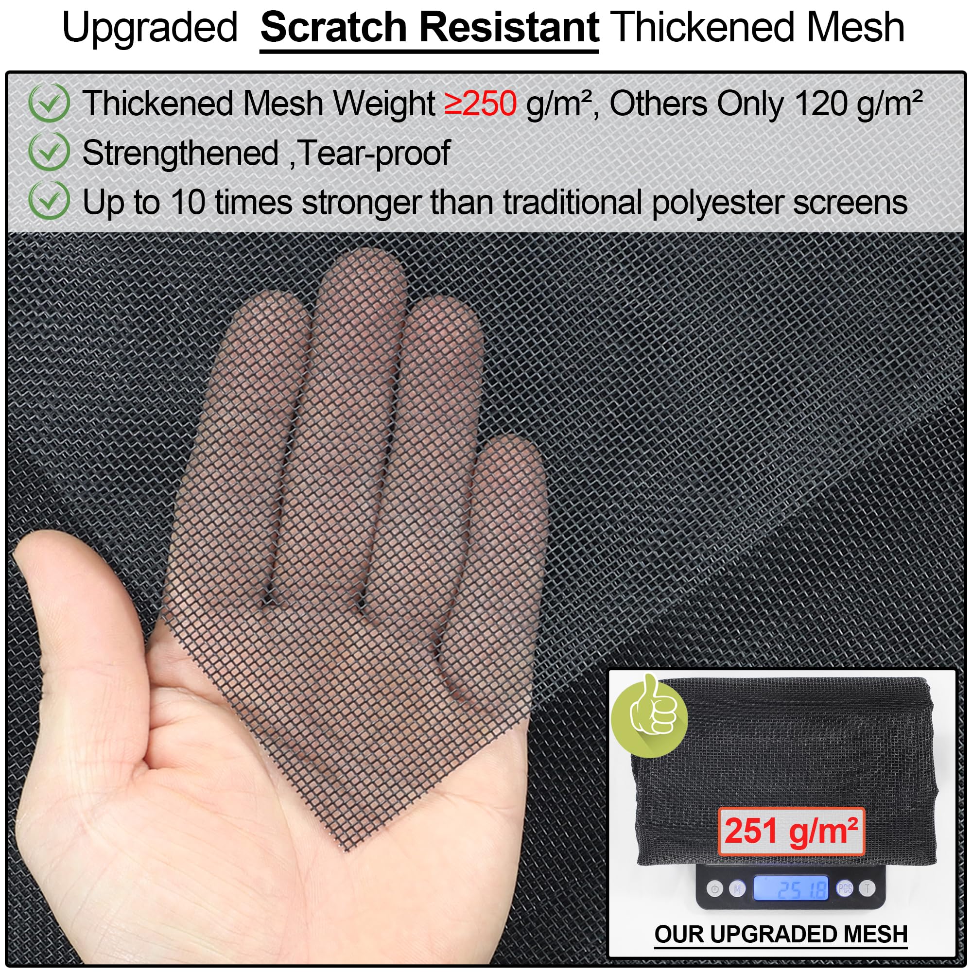Odocovo easy-install screen uses hoop-and-loop tape for quick setup.