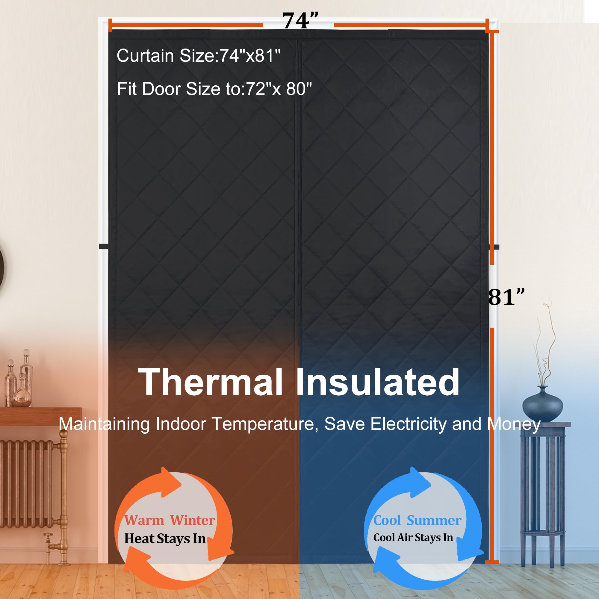 Odocovo magnetic curtain with full-length magnets for seamless closing