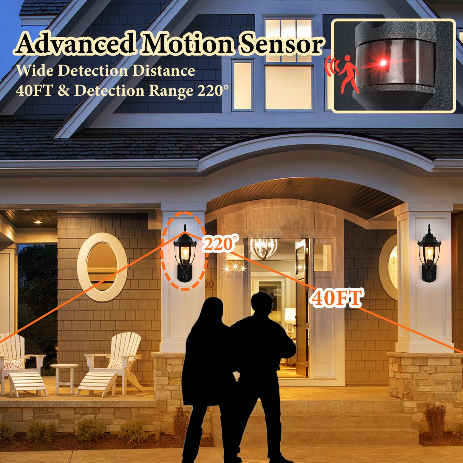 Odorpower dusk-to-dawn porch light activates full brightness on motion for convenient entry lighting