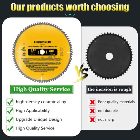 OEM Home 12-inch 80T blade delivers smooth cuts on cork, hardwood, and MDF.