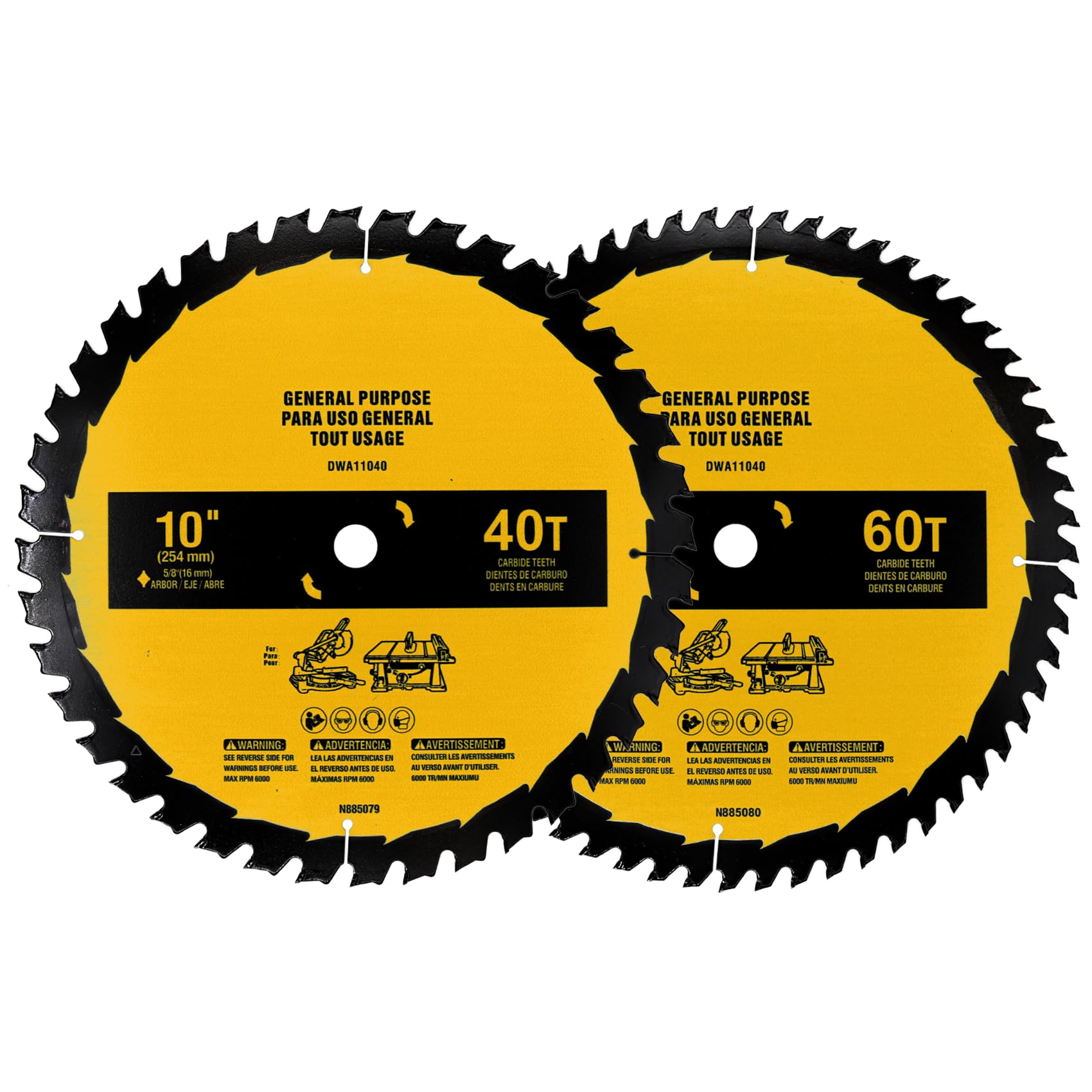 OEM Home 2-pack 10in blades in box for easy setup and precise cuts.