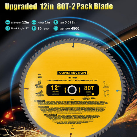OEM Home 12-inch 80T blade compatible with Dewalt miter saws.