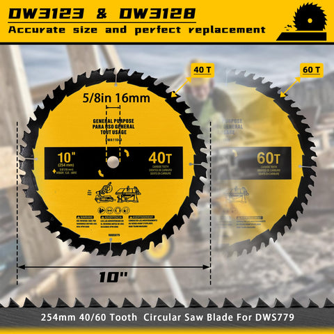 OEM Home Dewalt-compatible 10in blades fit table saws for versatile woodworking.