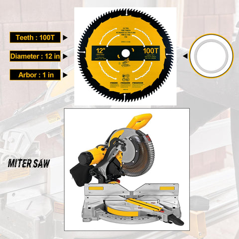 OEM Home 12in 100T Fine Finish Miter Blade compatible with DEWALT