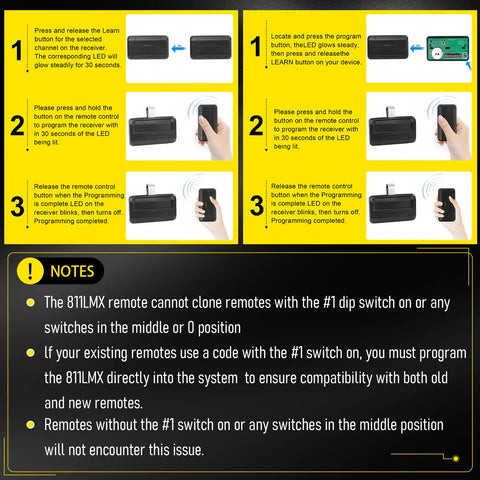 OEM Upgrade 811LMX remote side view highlights compact design for quick mounting.