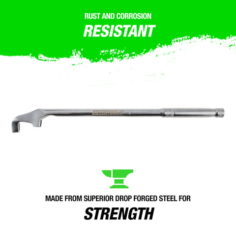 OEMTOOLS 22656 wrench extender in a tight workspace enabling safer torque application.