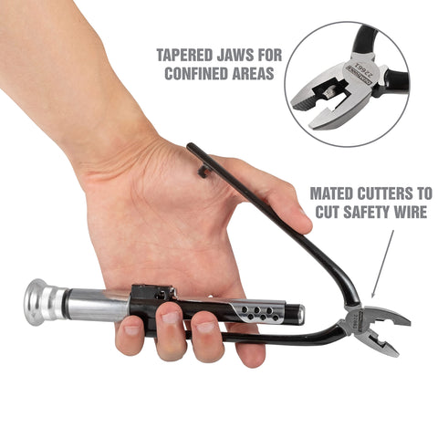 OEMTOOLS 22661 locking buckle visible, keeping wire secure during stranding.