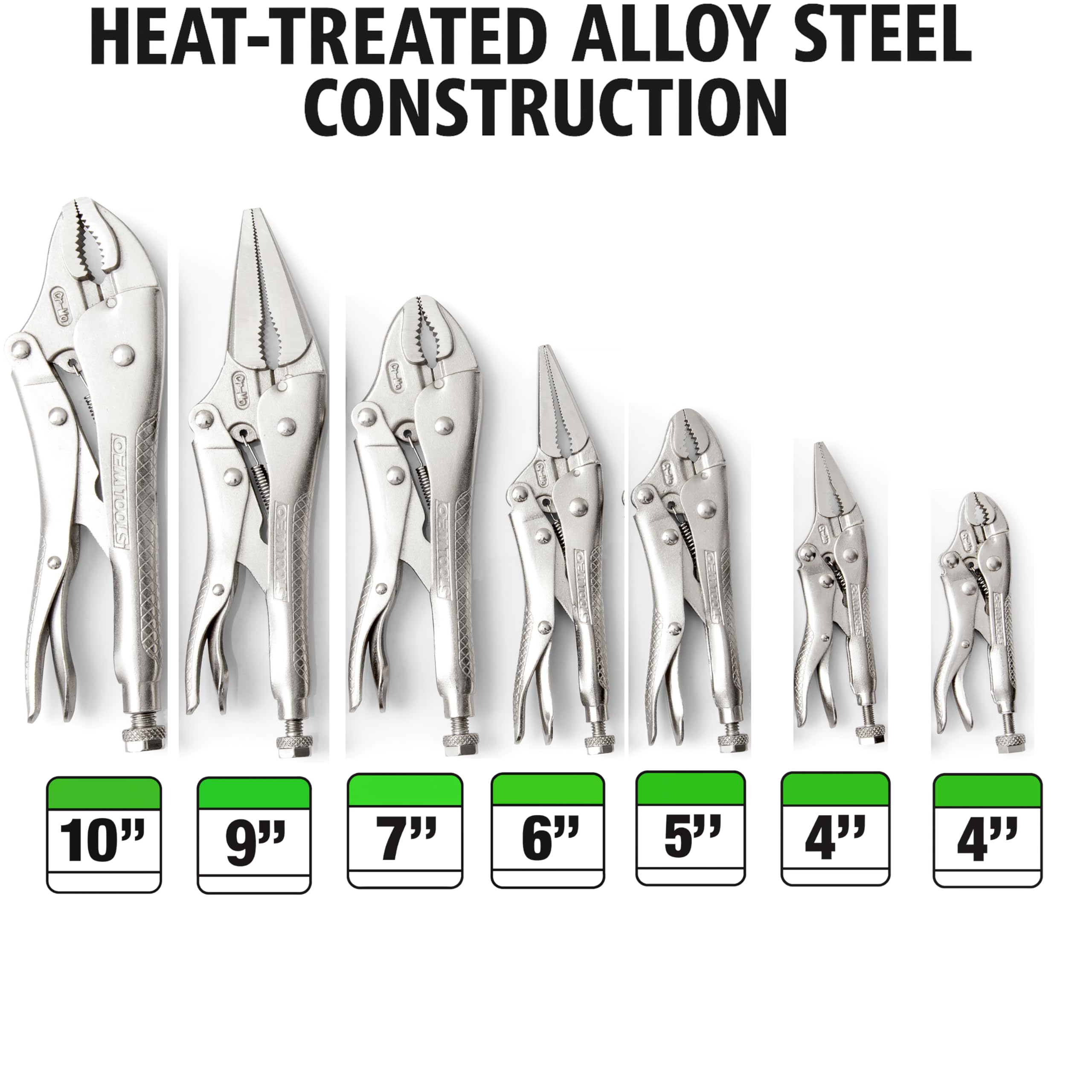 OEMTOOLS EVA tray keeps all seven locking pliers organized and ready