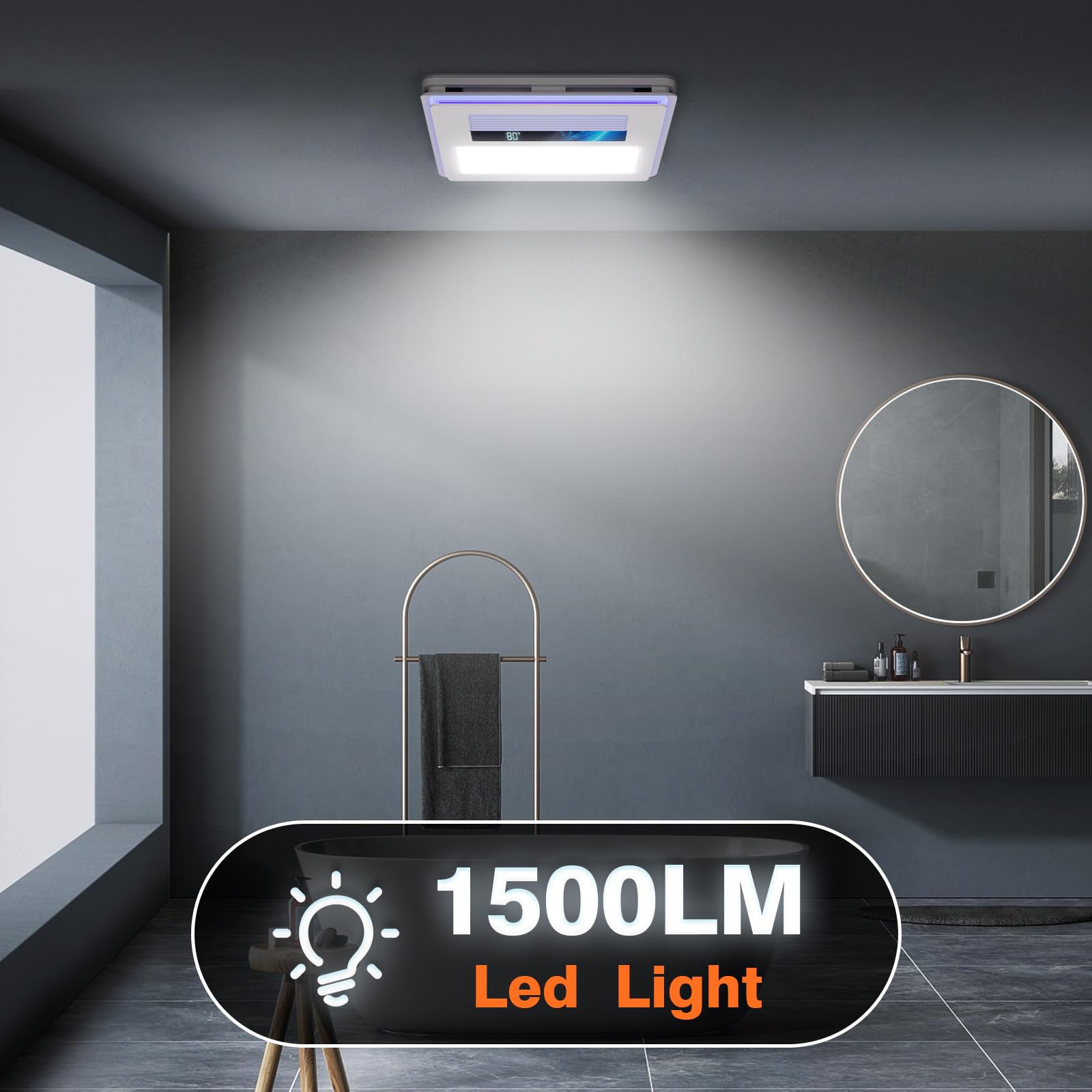 Oeukas 1800W heater warming a chilly bathroom