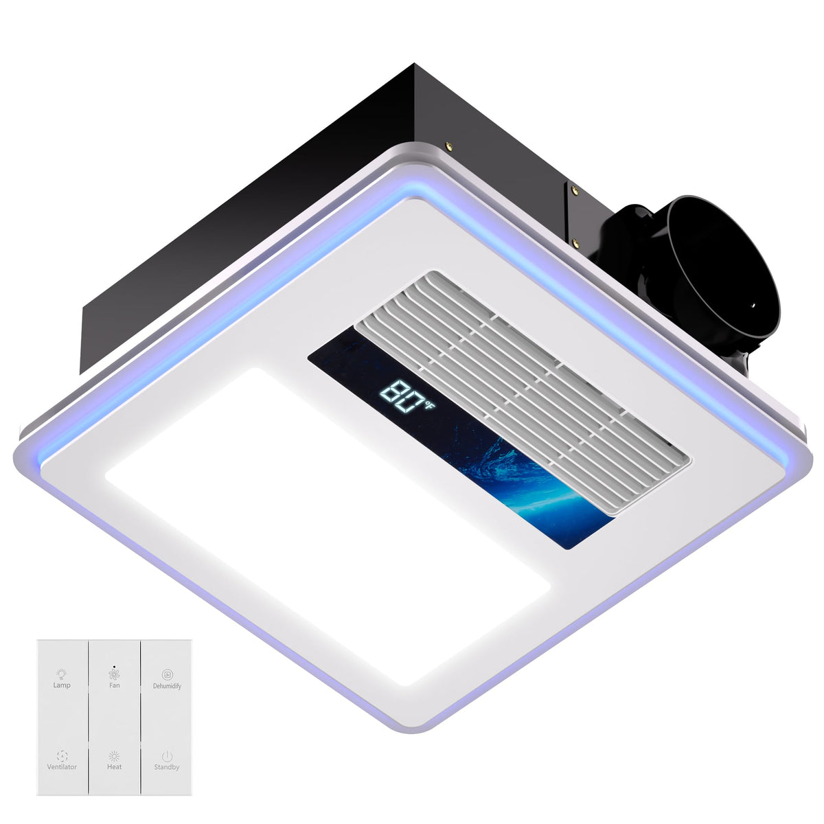 Oeukas 4-in-1 ceiling unit with heater and light installed in bathroom