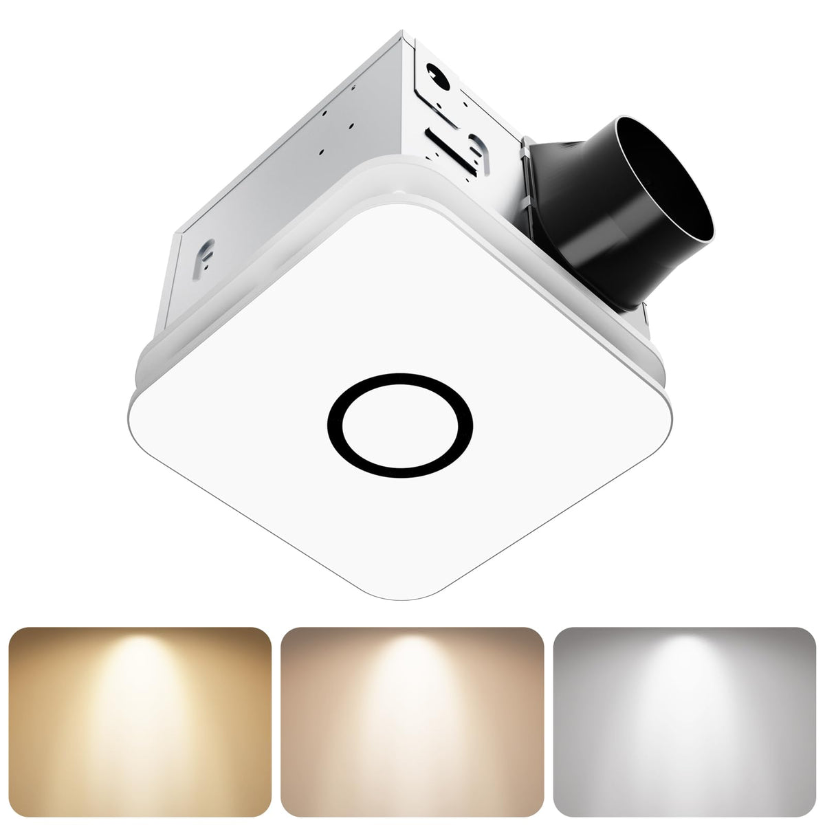 OFANKU 2-in-1 bathroom exhaust fan with light front view shows a sleek, compact profile