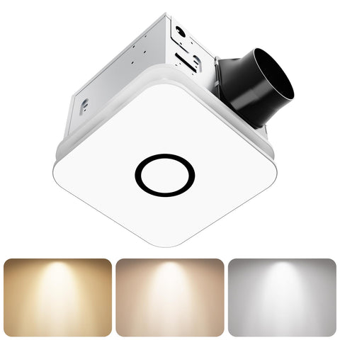 OFANKU 2-in-1 bathroom exhaust fan with light front view shows a sleek, compact profile