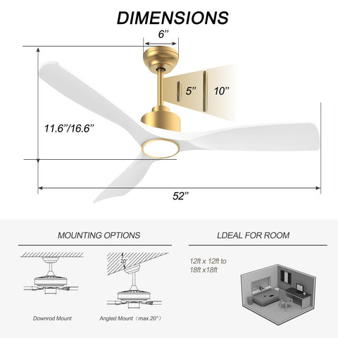 OFANTOP white-gold modern ceiling fan complements bedroom decor
